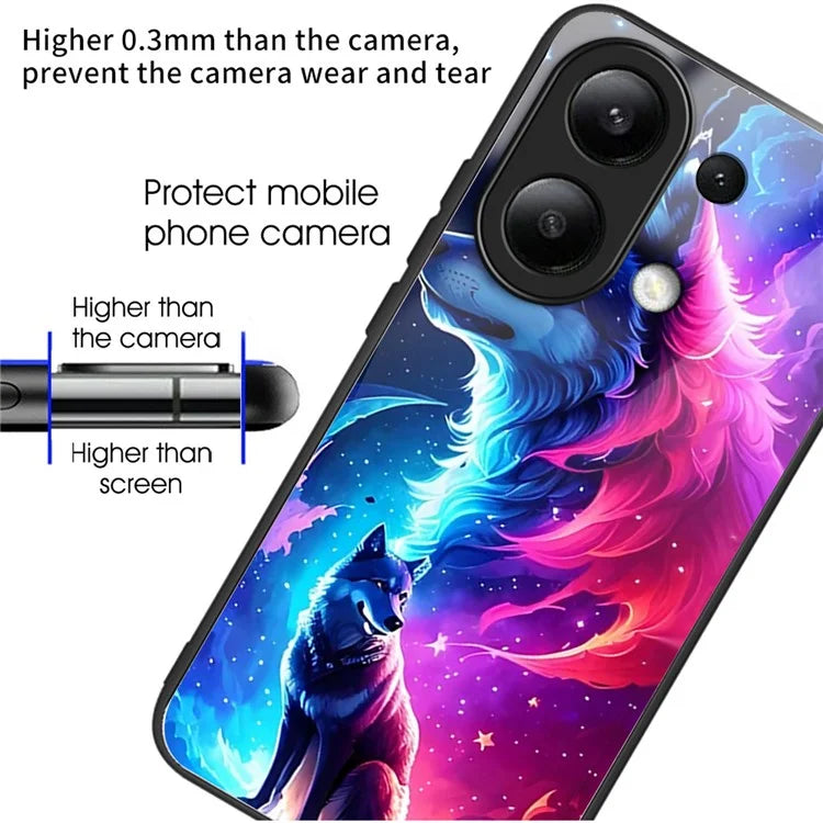 Wholesale Phone Case for Xiaomi Redmi Note 13 4G TPU+Tempered Glass Phone Cover Pattern Printing