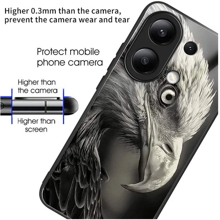 Wholesale Phone Case for Xiaomi Redmi Note 13 4G TPU+Tempered Glass Phone Cover Pattern Printing