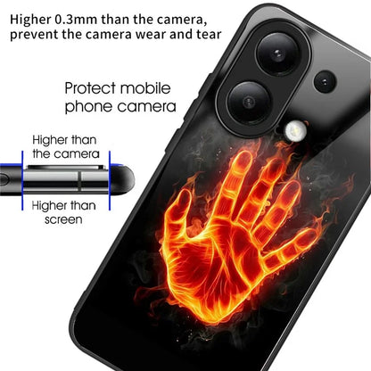 Wholesale Phone Case for Xiaomi Redmi Note 13 4G TPU+Tempered Glass Phone Cover Pattern Printing