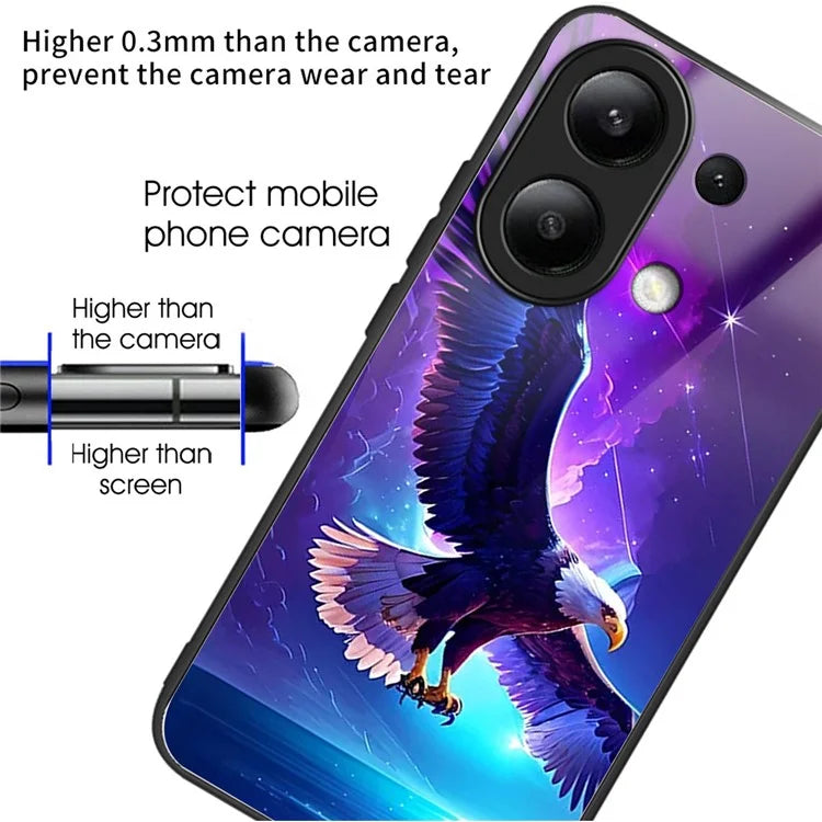 Wholesale Phone Case for Xiaomi Redmi Note 13 4G TPU+Tempered Glass Phone Cover Pattern Printing