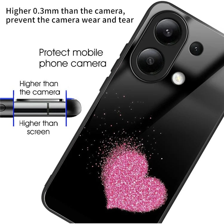 Wholesale Phone Case for Xiaomi Redmi Note 13 4G TPU+Tempered Glass Phone Cover Pattern Printing