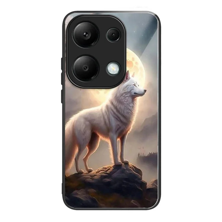 For Xiaomi Poco M6 Pro 4G / Redmi Note 13 Pro 4G Cases TPU+Tempered Glass Pattern Phone Back Cover