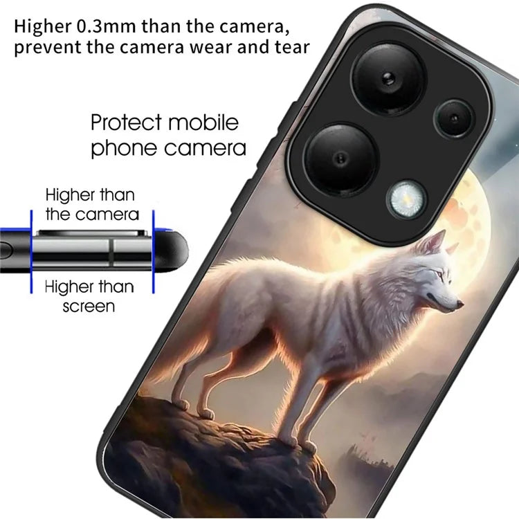 For Xiaomi Poco M6 Pro 4G / Redmi Note 13 Pro 4G Cases TPU+Tempered Glass Pattern Phone Back Cover