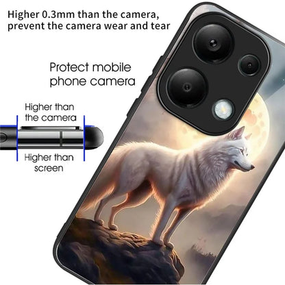 For Xiaomi Poco M6 Pro 4G / Redmi Note 13 Pro 4G Cases TPU+Tempered Glass Pattern Phone Back Cover