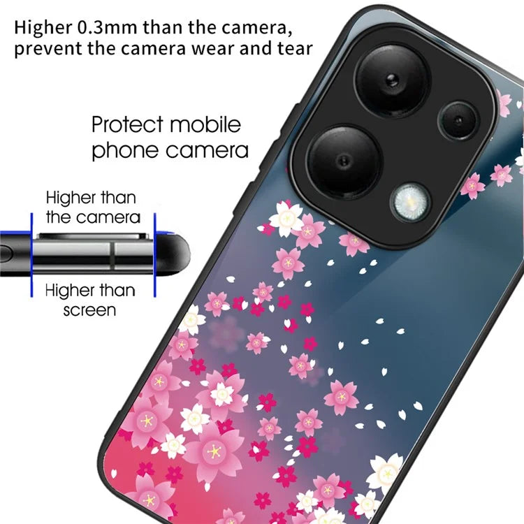 For Xiaomi Poco M6 Pro 4G / Redmi Note 13 Pro 4G Cases TPU+Tempered Glass Pattern Phone Back Cover