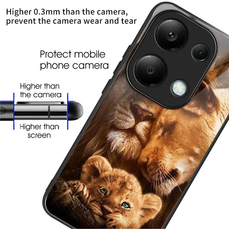 For Xiaomi Poco M6 Pro 4G / Redmi Note 13 Pro 4G Cases TPU+Tempered Glass Pattern Phone Back Cover
