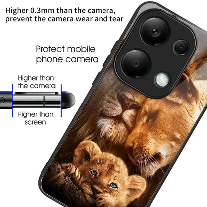 For Xiaomi Poco M6 Pro 4G / Redmi Note 13 Pro 4G Cases TPU+Tempered Glass Pattern Phone Back Cover