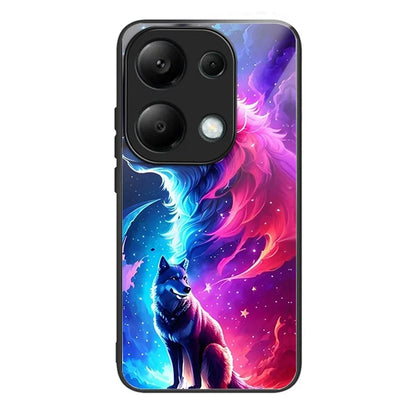 For Xiaomi Poco M6 Pro 4G / Redmi Note 13 Pro 4G Cases TPU+Tempered Glass Pattern Phone Back Cover