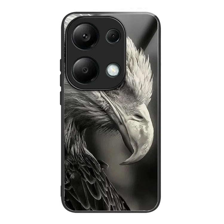 For Xiaomi Poco M6 Pro 4G / Redmi Note 13 Pro 4G Cases TPU+Tempered Glass Pattern Phone Back Cover
