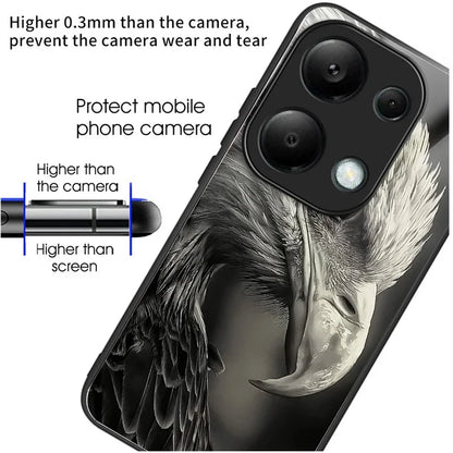 For Xiaomi Poco M6 Pro 4G / Redmi Note 13 Pro 4G Cases TPU+Tempered Glass Pattern Phone Back Cover