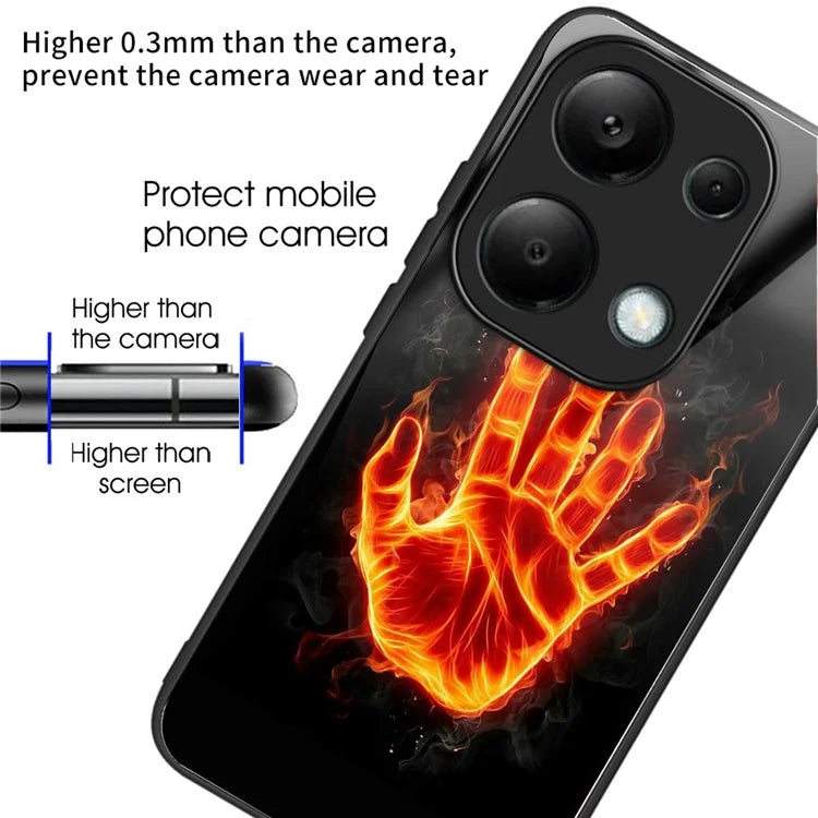 For Xiaomi Poco M6 Pro 4G / Redmi Note 13 Pro 4G Cases TPU+Tempered Glass Pattern Phone Back Cover