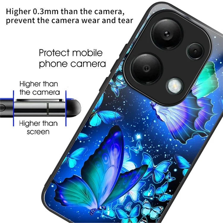 For Xiaomi Poco M6 Pro 4G / Redmi Note 13 Pro 4G Cases TPU+Tempered Glass Pattern Phone Back Cover