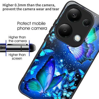For Xiaomi Poco M6 Pro 4G / Redmi Note 13 Pro 4G Cases TPU+Tempered Glass Pattern Phone Back Cover