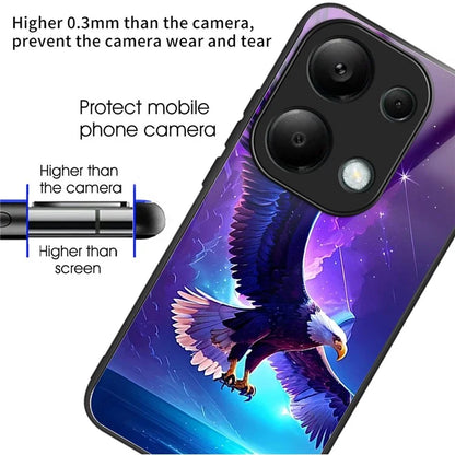 For Xiaomi Poco M6 Pro 4G / Redmi Note 13 Pro 4G Cases TPU+Tempered Glass Pattern Phone Back Cover