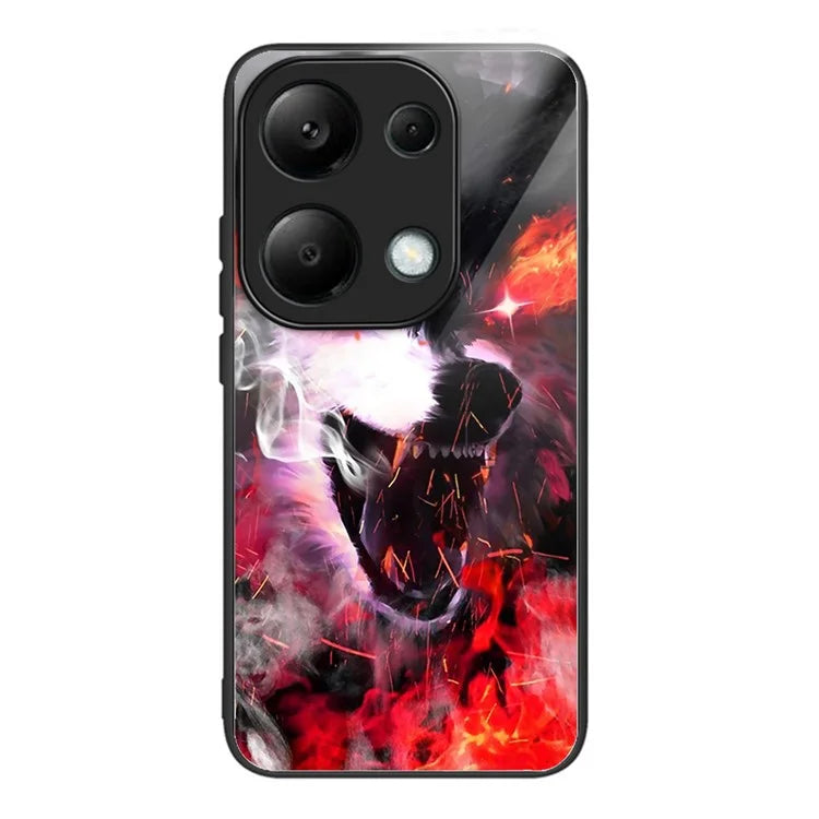 For Xiaomi Poco M6 Pro 4G / Redmi Note 13 Pro 4G Cases TPU+Tempered Glass Pattern Phone Back Cover