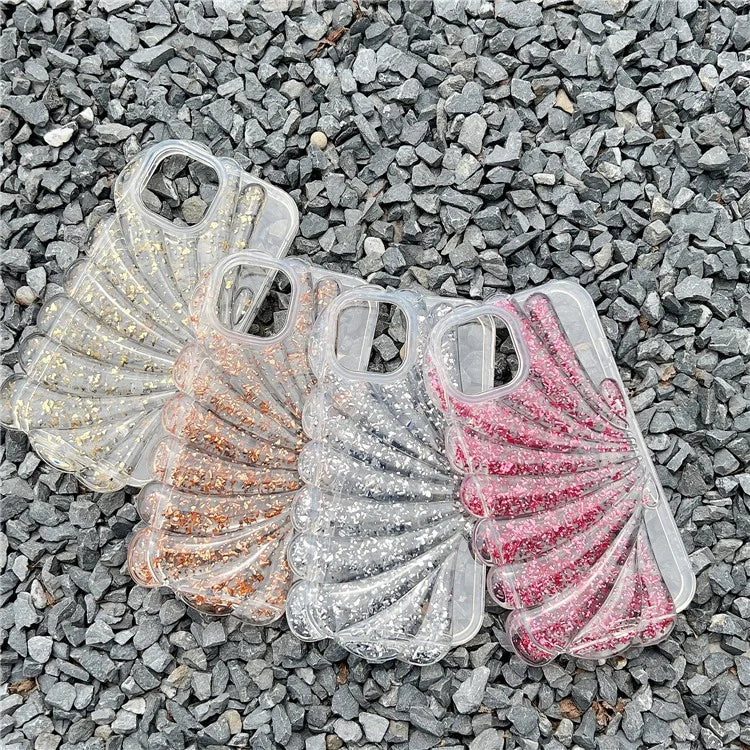 For iPhone 13 Case TPU Seashell Glitter Epoxy Trendy Protective Phone Cover
