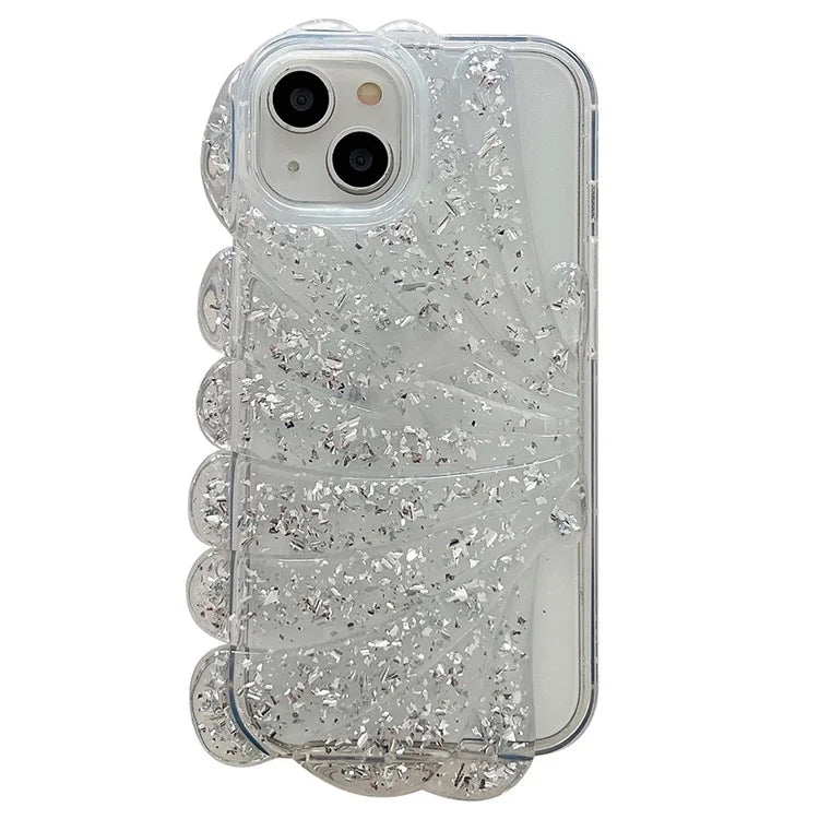 For iPhone 13 Case TPU Seashell Glitter Epoxy Trendy Protective Phone Cover