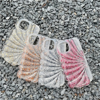 For iPhone 13 Case TPU Seashell Glitter Epoxy Trendy Protective Phone Cover