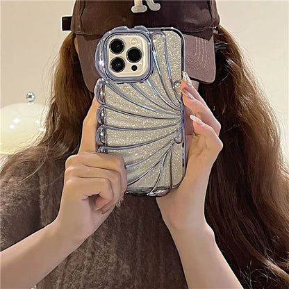For iPhone 15 Pro TPU Case Seashell Shape Electroplating Glitter Soft Phone Cover