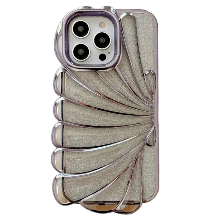 For iPhone 15 Pro TPU Case Seashell Shape Electroplating Glitter Soft Phone Cover