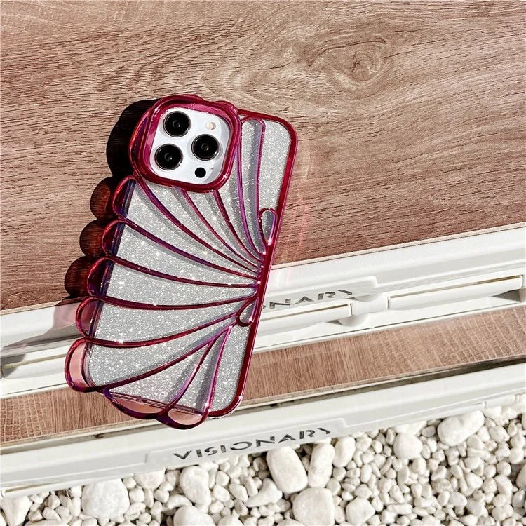 For iPhone 15 Pro TPU Case Seashell Shape Electroplating Glitter Soft Phone Cover