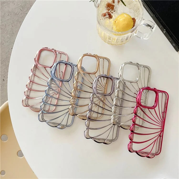 For iPhone 15 Pro TPU Case Seashell Shape Electroplating Glitter Soft Phone Cover