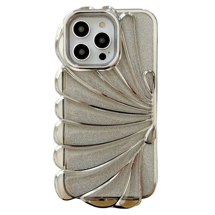 For iPhone 15 Pro TPU Case Seashell Shape Electroplating Glitter Soft Phone Cover