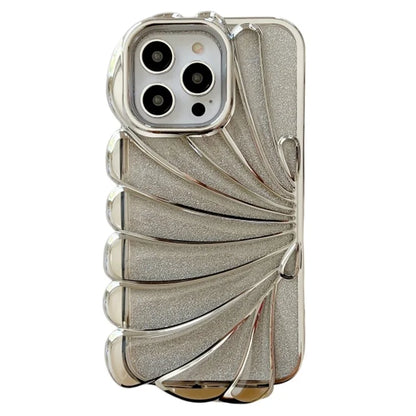 For iPhone 15 Pro TPU Case Seashell Shape Electroplating Glitter Soft Phone Cover