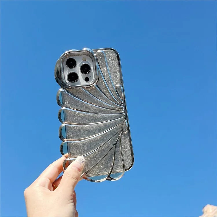 For iPhone 15 Pro TPU Case Seashell Shape Electroplating Glitter Soft Phone Cover