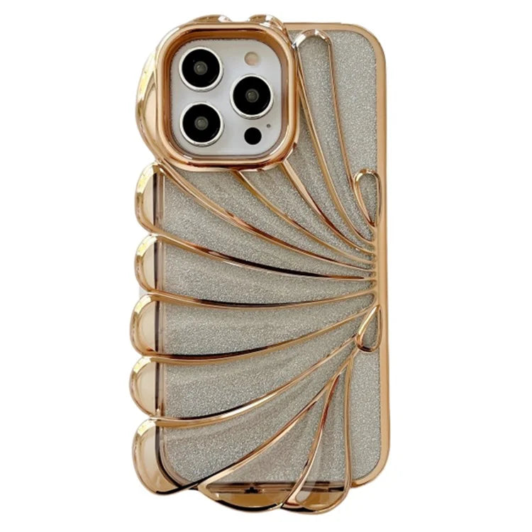 For iPhone 15 Pro TPU Case Seashell Shape Electroplating Glitter Soft Phone Cover