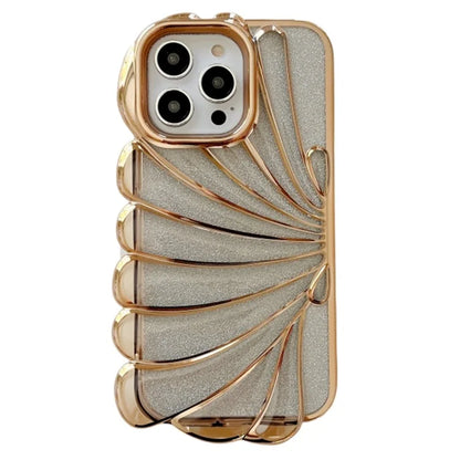 For iPhone 15 Pro TPU Case Seashell Shape Electroplating Glitter Soft Phone Cover