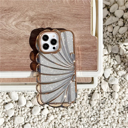 For iPhone 15 Pro TPU Case Seashell Shape Electroplating Glitter Soft Phone Cover