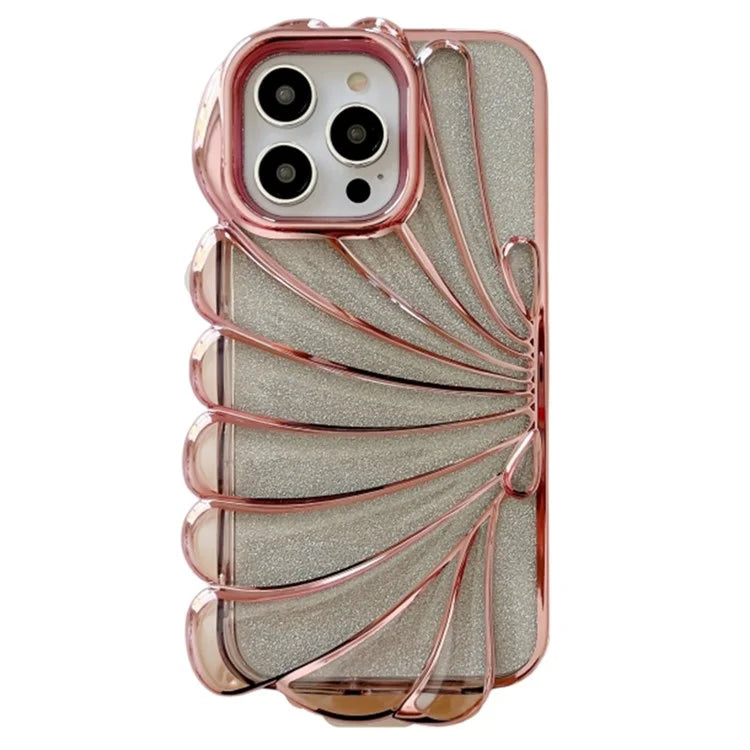 For iPhone 15 Pro TPU Case Seashell Shape Electroplating Glitter Soft Phone Cover