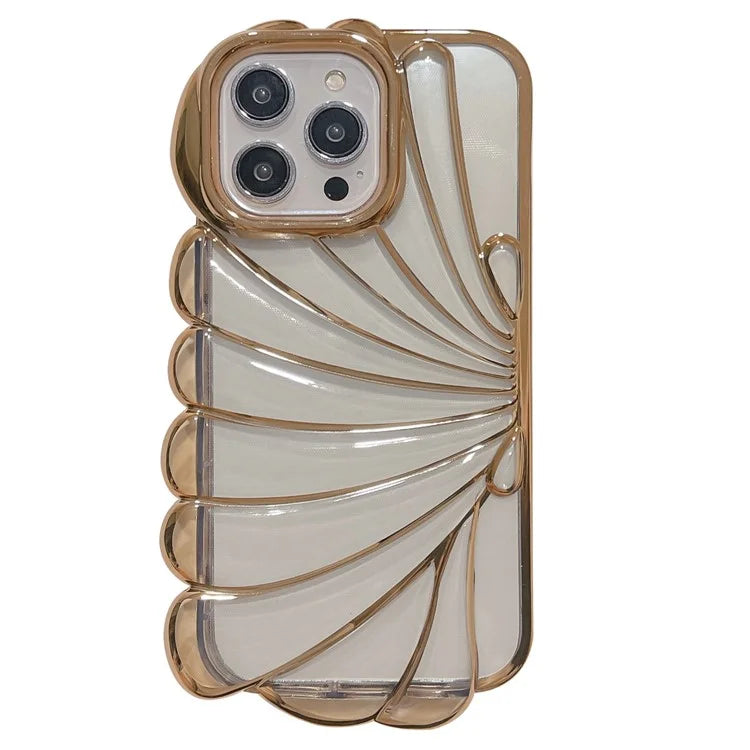 For iPhone 13 Pro Case Seashell Clear TPU Electroplating Summer Phone Cover