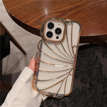 For iPhone 13 Pro Case Seashell Clear TPU Electroplating Summer Phone Cover