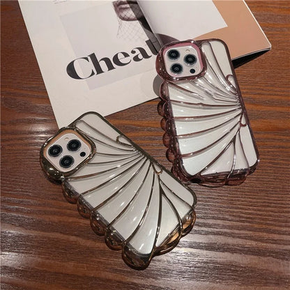 For iPhone 13 Pro Case Seashell Clear TPU Electroplating Summer Phone Cover
