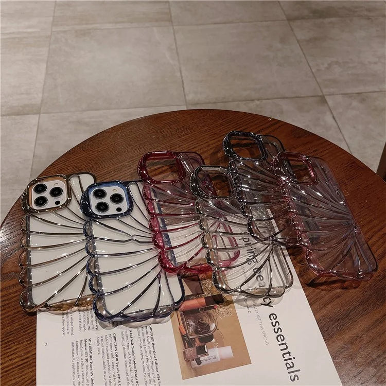 For iPhone 13 Pro Case Seashell Clear TPU Electroplating Summer Phone Cover