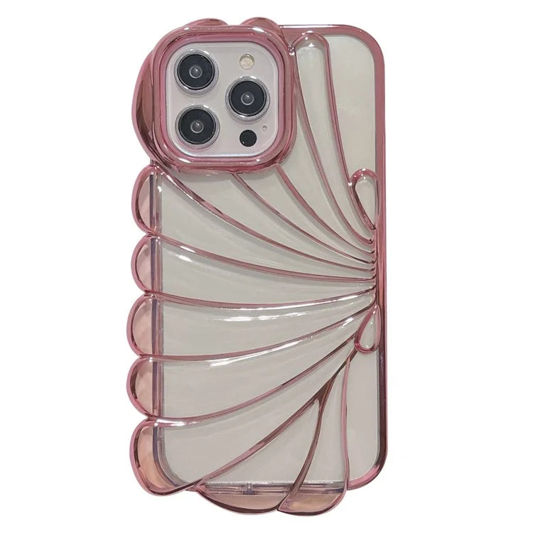 For iPhone 13 Pro Case Seashell Clear TPU Electroplating Summer Phone Cover