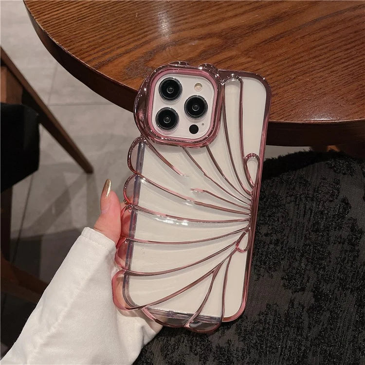 For iPhone 13 Pro Case Seashell Clear TPU Electroplating Summer Phone Cover