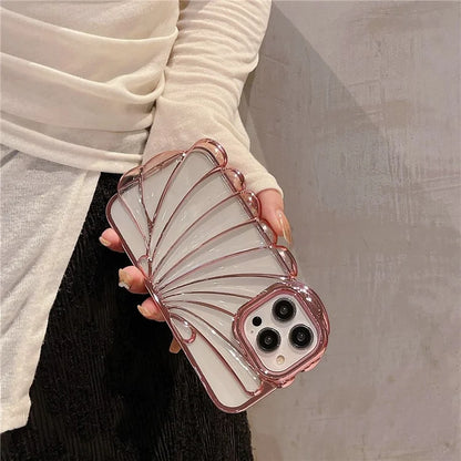 For iPhone 13 Pro Case Seashell Clear TPU Electroplating Summer Phone Cover