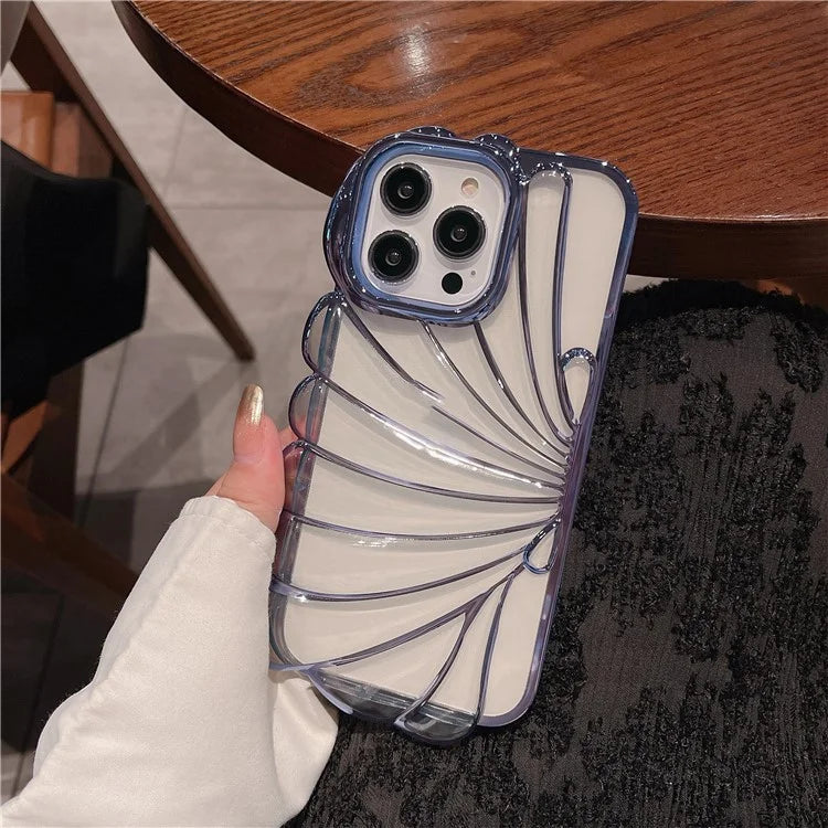 For iPhone 13 Pro Case Seashell Clear TPU Electroplating Summer Phone Cover