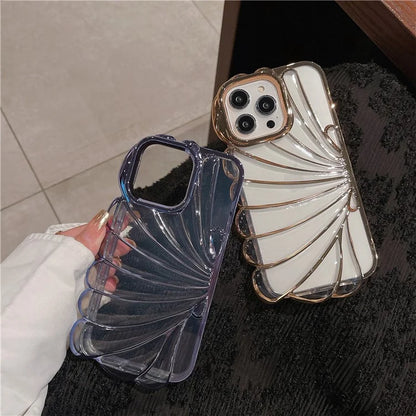 For iPhone 13 Pro Case Seashell Clear TPU Electroplating Summer Phone Cover
