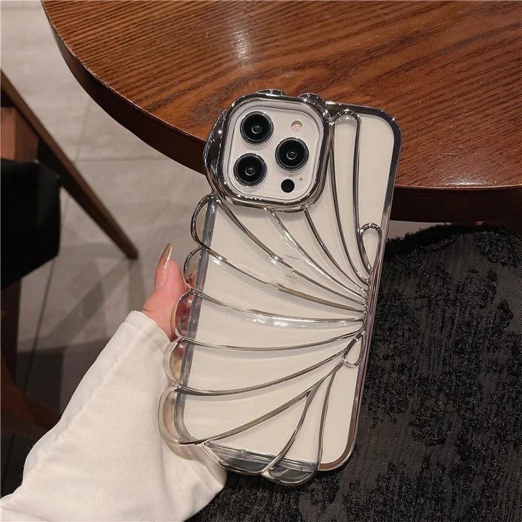 For iPhone 13 Pro Case Seashell Clear TPU Electroplating Summer Phone Cover