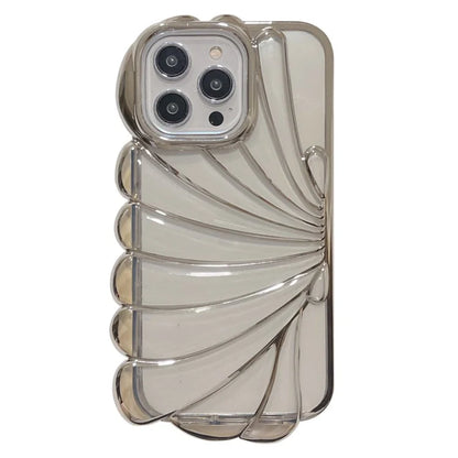 For iPhone 15 Pro Case Seashell Shape Electroplating Soft TPU Clear Phone Cover