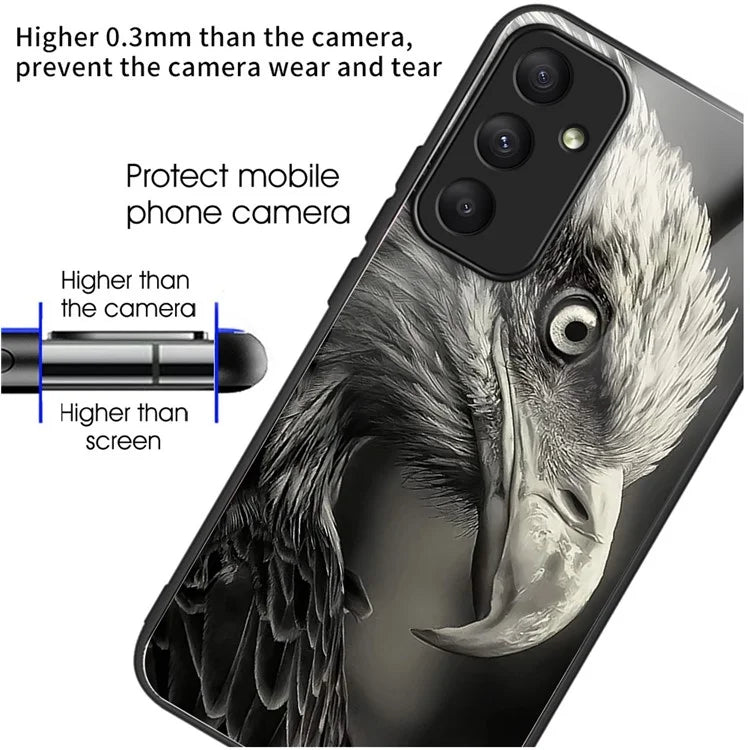For Samsung Galaxy A05s 4G Case Tempered Glass+TPU Protective Phone Shell Pattern Design