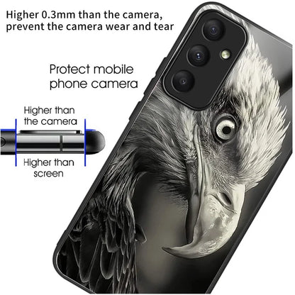 For Samsung Galaxy A05s 4G Case Tempered Glass+TPU Protective Phone Shell Pattern Design