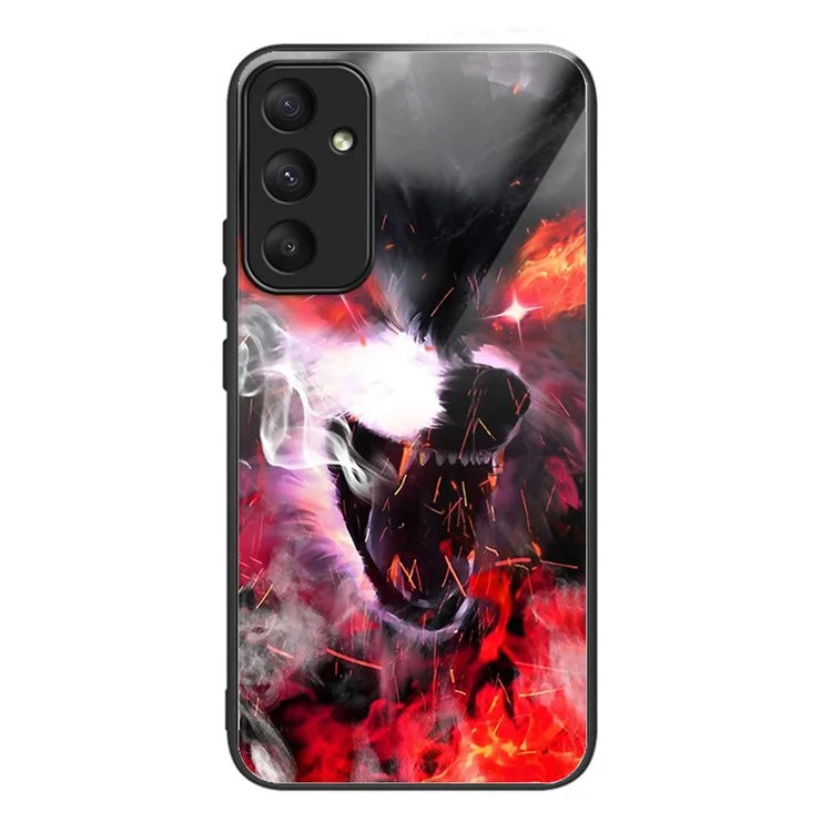 For Samsung Galaxy A05s 4G Case Tempered Glass+TPU Protective Phone Shell Pattern Design