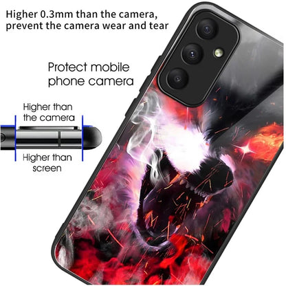 For Samsung Galaxy A05s 4G Case Tempered Glass+TPU Protective Phone Shell Pattern Design