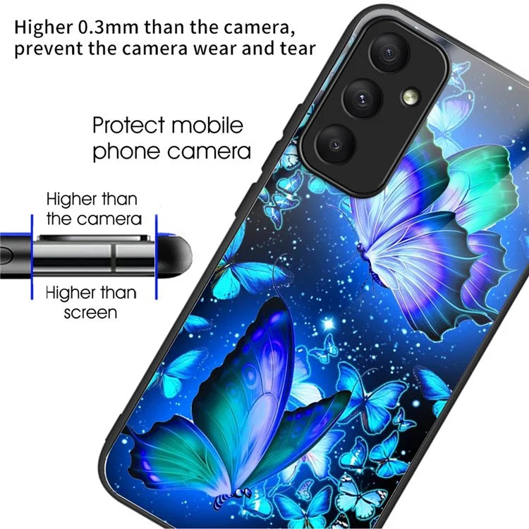 For Samsung Galaxy A05s 4G Case Tempered Glass+TPU Protective Phone Shell Pattern Design
