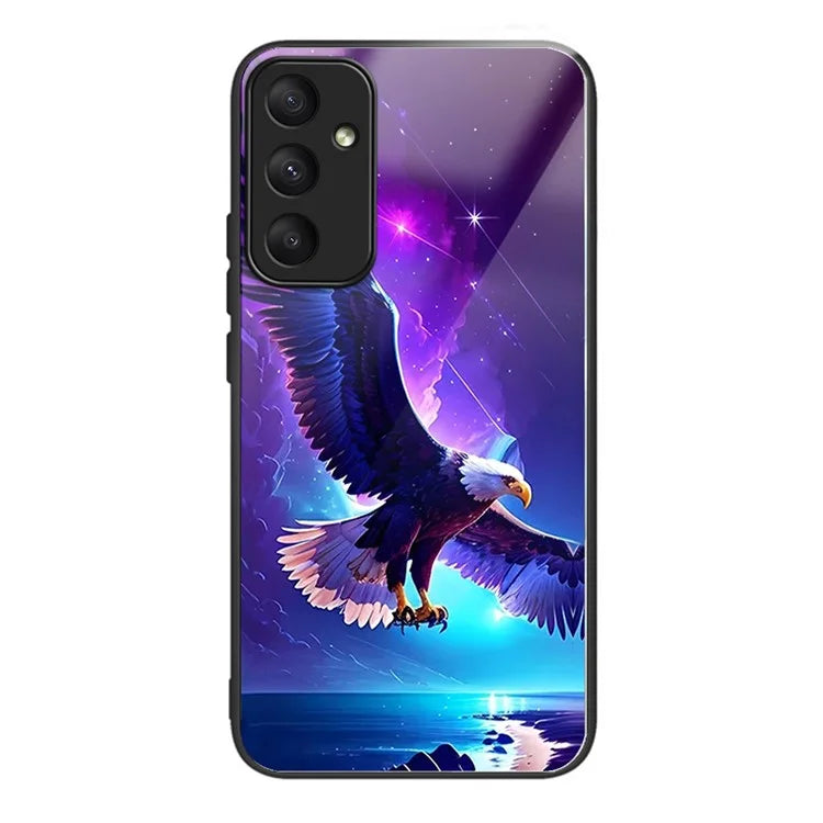 For Samsung Galaxy A05s 4G Case Tempered Glass+TPU Protective Phone Shell Pattern Design